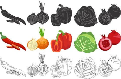 Fruits and Vegetables Designs Stock Illustration