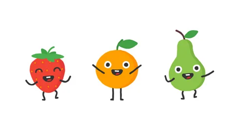 Fruits and vegetables fall and dance. Loop animation. Alpha channel. Stock Footage 93825526