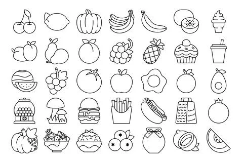 Fruits and Vegetables Icon Stock Illustration