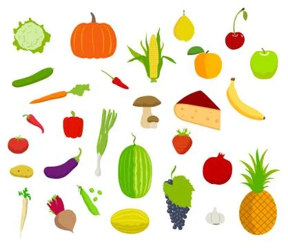 Fruits and Vegetables Stock Illustration