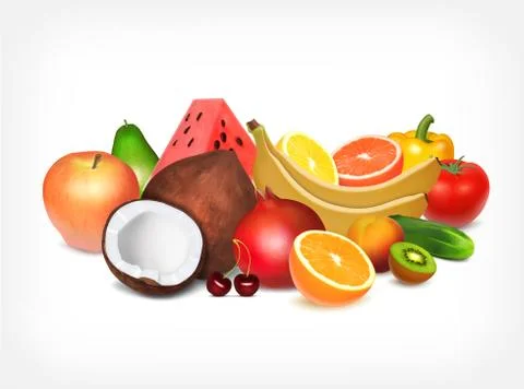 Fruits and vegetables Stock Illustration