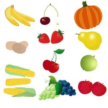 Fruits and vegetables Stock Illustration