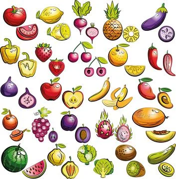 Fruits and vegetables Stock Illustration