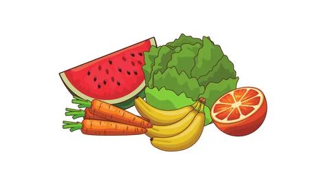 Fruits and Vegetables Stock Illustration