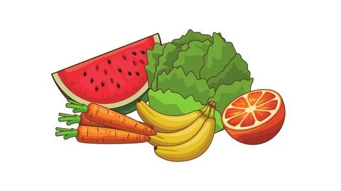 Fruits and Vegetables Stock Illustration