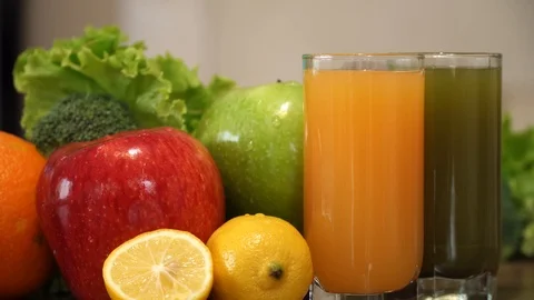 Fruits and Vegetables with Juice Видео 86983488