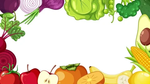 Fruits and Vegetables on Retro Comic Frame Stock Footage 252632807