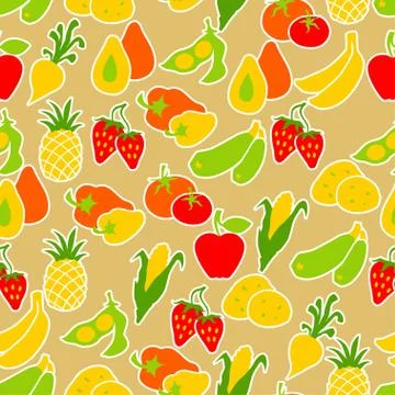 Fruits and vegetables seamless pattern 스톡 일러스트