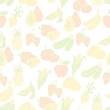 Fruits and vegetables seamless pattern Stock Illustration