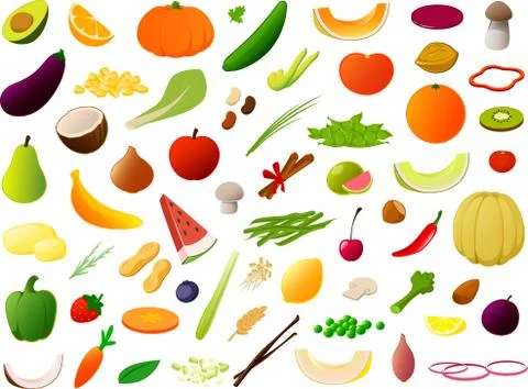 Fruits and vegetables set Stock Illustration
