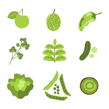Fruits and vegetables set Stock Illustration