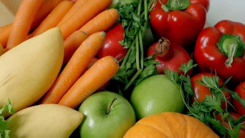 Fruits and vegetables in slow motion Stock Footage 73427776