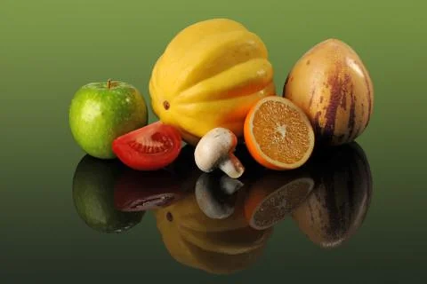 Fruits and Vegetables on Table Stock Photos