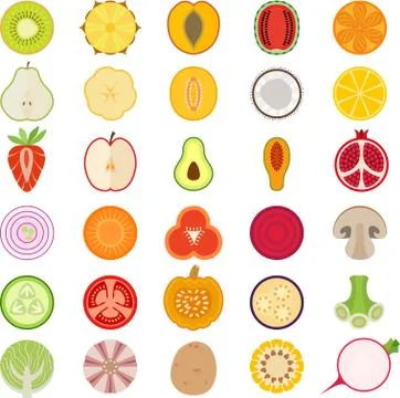 Fruits and vegetables vector collection Stock Illustration