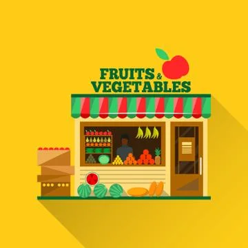Fruits and vegetables vector shop Ilustración de archivo