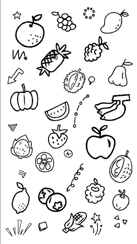 Fruits and Vitamins Hand Drawn Doodle Animation Vertical  Stock Footage 344309009