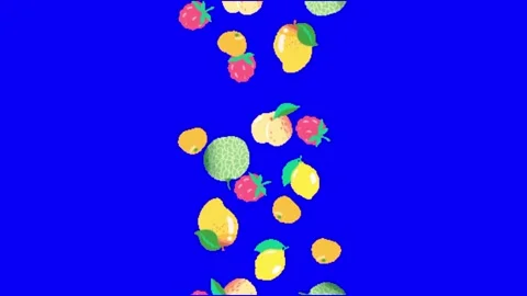 Fruits animation on blue screen Stock Footage 329331855