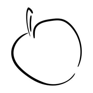 Fruits apple. Vector doodle linear illustration. Isolated on white. Design el Illustrazione stock