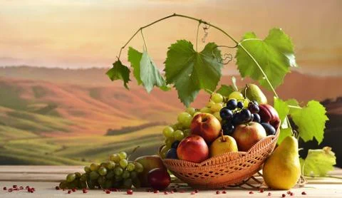 Fruits on a background of a landscape Stock Photos