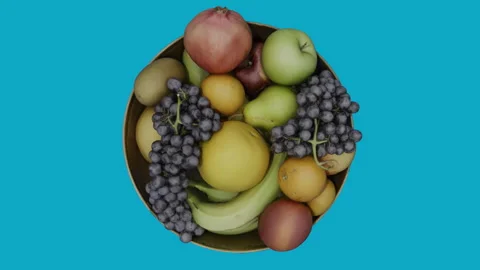 Fruits Basket Blue Screen Chroma Key Stock Footage 314397136