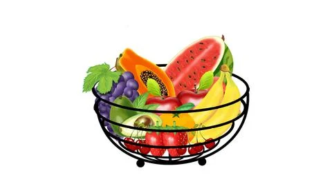 Fruits in a basket Stock Illustration