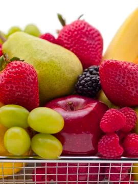 Fruits in a basket Stock Photos