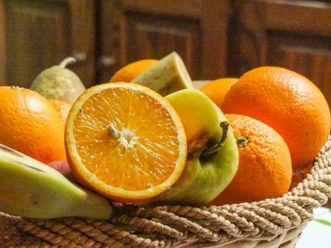 Fruits in the basket Stock Photos