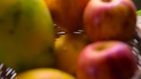 Fruits in baskets are clear from fuzzy Stock Footage 155484219