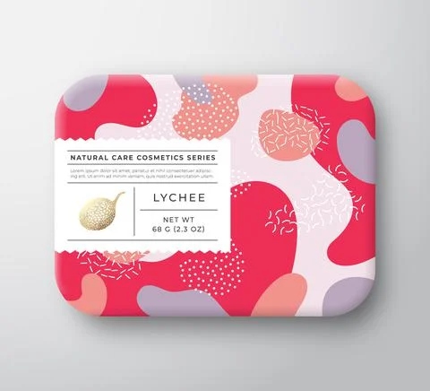 Fruits Bath Cosmetics Box. Vector Wrapped Paper Container with Care Label Cover Stock Illustration