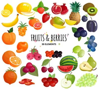 Fruits  Berries Composition Background Poster 스톡 일러스트