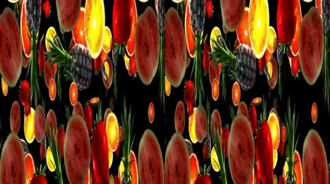 Fruits on a black background. Real 3D stereoscopic. Stock Footage 35245550