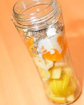 Fruits in a Bottle for Making a Smoothie Fotos Stock