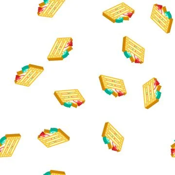 Fruits in box isometric icon seamless pattern 库存插图