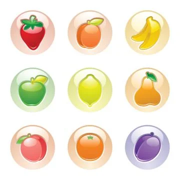Fruits button gray, web 2.0 icons Stock Illustration