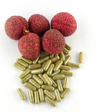 Fruits capsules on white background Foto stock