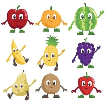 Fruits characters Illustrazione stock