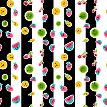 Fruits characters seamless color vector pattern 스톡 일러스트