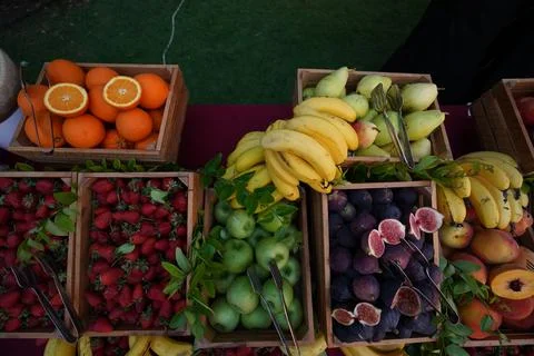 Fruits in chest at open buffet Stock Photos