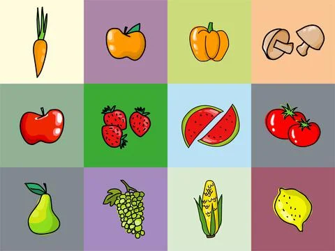 Fruits clipart set vector illustration Stock Illustration