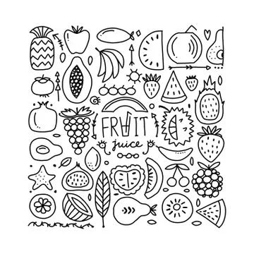 Fruits collection, creative background for your design Stock Illustration