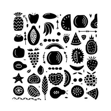 Fruits collection, creative background for your design Stock Illustration