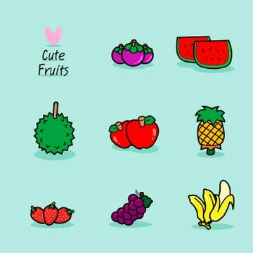 Fruits collection Stock Illustration