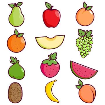 Fruits collection. Vector illustration Stock Illustration