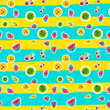 Fruits color seamless vector pattern Stock Illustration