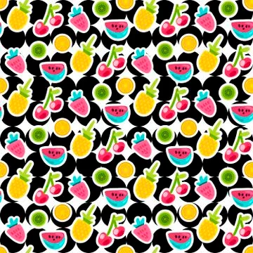 Fruits color seamless vector pattern Stock Illustration