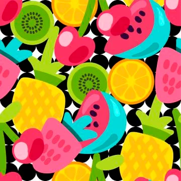 Fruits color seamless vector pattern イラスト素材