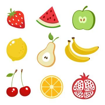 Fruits colored set vector illustration Stock Illustration