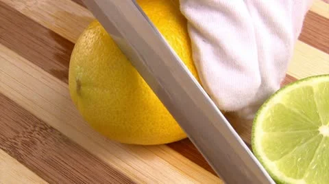 Fruits, cut lemon and apple, 2 clips Stock Footage 10729202