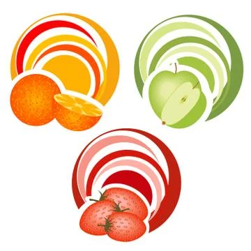 Fruits with decoration Stock Illustration