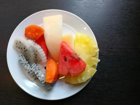 Fruits in a dish Stock Photos